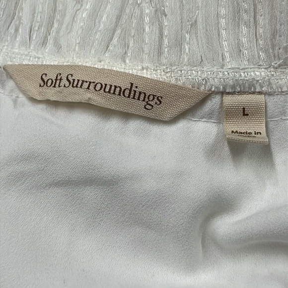 SOFT SURROUNDINGS "Villette" Boho WHT Lace Handkerchief Wrap Stitch Trim Maxi L - Picture 3 of 16